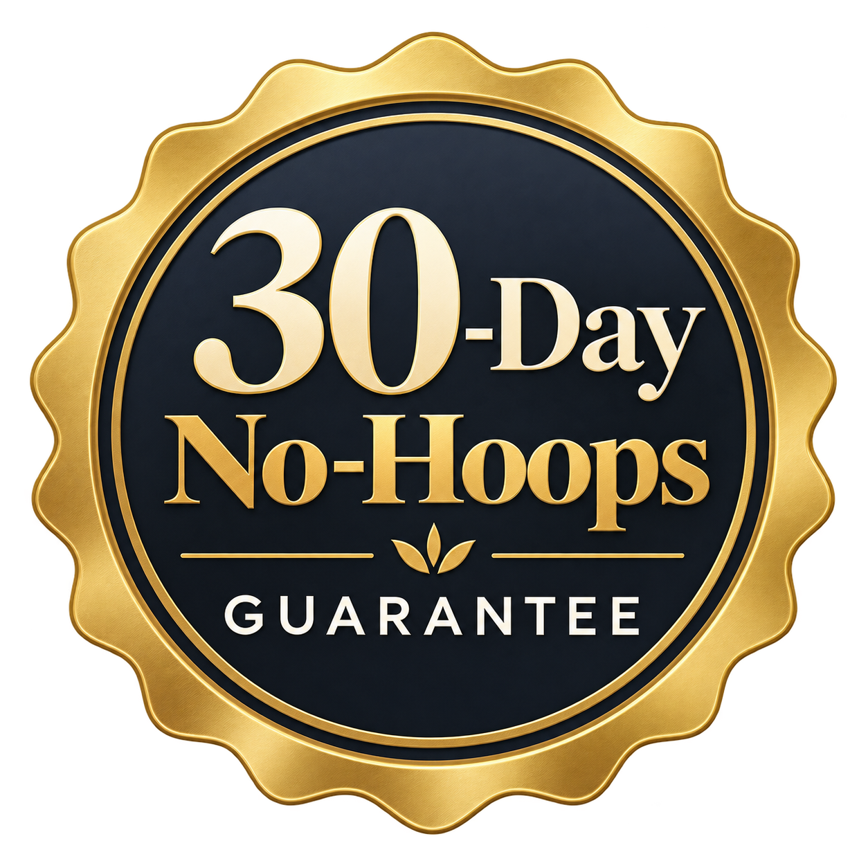 30-Day No-Hoops Guarantee seal.